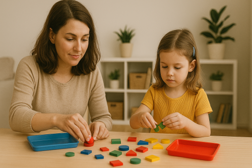 Задания на сортировку предметов: цвет, форма, размер