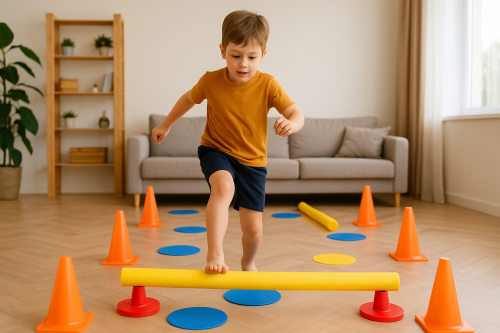 Развитие крупной моторики: полоса препятствий дома